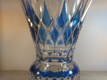VASE EN CRISTAL DU VAL ST LAMBERT BLEU 28 cm
