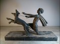 Photo 3 — Statuette statue art deco sur marbre. Diane levriers chiens