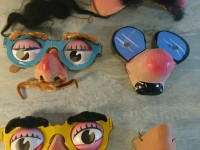 Lot Masque de Carnaval Ancien Carton Bouilli Déguisement Papier Mâché