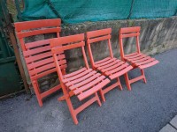 Lot de 4 chaises pliantes rouge/orange