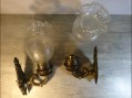 Photo 1 — Paire d'appliques façon lampe à pétrole avec leurs verreries