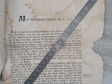 Lettre pastorale PAUL RABAUT adressée aux réformés de l'église de Nismes au dezer 1757 XVIIIième