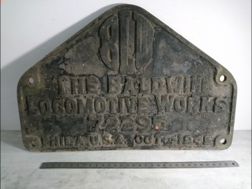 Baldwin locomotive works plaque d'identification OCT 1945 chemin de fer vapeur