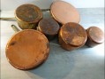 Photo 2 — Lot de Casseroles Poêlons Ancien en Cuivre Etamé 