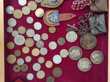 Lot de pièces et médailles - le terrible - ministère agriculture - 20 fr turin argent, zouves crucifix et chapelets