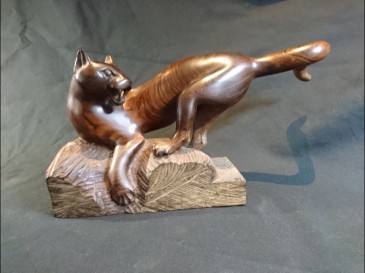 Belle statue bois exotique félin panthère ou léopard