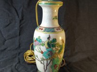 Vase asiatique monté en lampe porcelaine craquelé