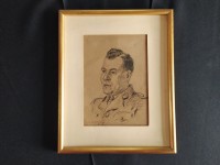 Portrait militaire en tenue dessin sur papier