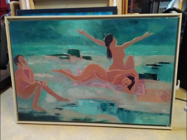 Clair de lune à marée basse hst  signée villebon