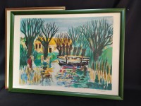 Lithographie paysage signé Gabriel Paris
