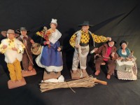 Lot 6 santons - yolande vaquette vacco - trident camarguais 