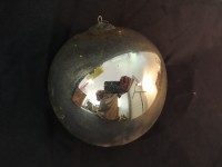 Ancienne boule de Noël boule de pardon en verre soufflé mercurisé églomisé
