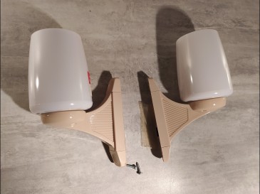 Paires d'appliques murales vintage plastique beige - lampe éclairage