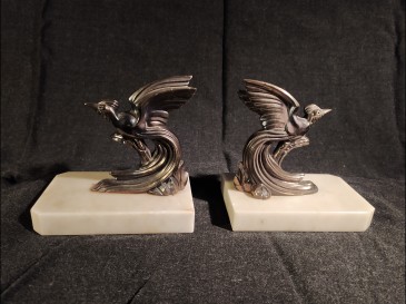 Ancien serre-livre en régule sur marbre Art Déco