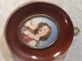 Photo 1 — Peinture miniature portrait jeune fille d'après Greuze