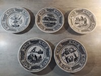5 assiettes parlantes Rébus Gien N° 1 2 3 5 et 6