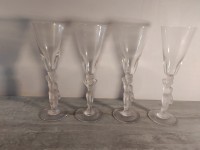 4 Coupes à champagne - Cristal de bayel - Bacchus et Vénus - verres