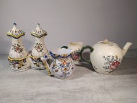 LOT faience huilier vinaigrier rouen & théière villeroy et boch