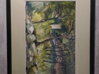 Dans les bois - aquarelle signée Soizic ( vers Uzès )