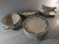 lot service assiettes Sarreguemines modèle Vichy - Digoin trêfles