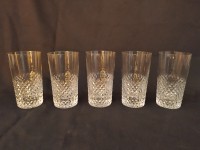 Lot de 5 verres orangeade en cristal motif de pointe de diamants