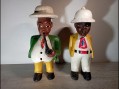 Photo 1 — Paire de statues peintes en bois - colon africain afrique