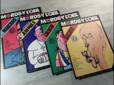 Mords-y l'oeil - Marchais Coluche Jean-paul II Giscard Lot revues journaux