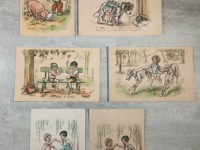 Lot CPA anciennes Germaine Bouret - cartes postales