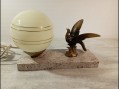Photo 1 — Ancienne Lampe Veilleuse Art Deco Boule Support Marbre