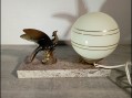 Photo 2 — Ancienne Lampe Veilleuse Art Deco Boule Support Marbre