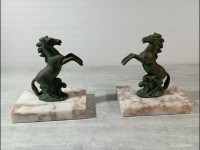 paire de serres livres art deco chevaux - cheval signé tedd