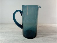 Carafe verre bullé bleu style Biot