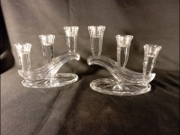 Paire de bougeoirs en cristal 3 branches. 